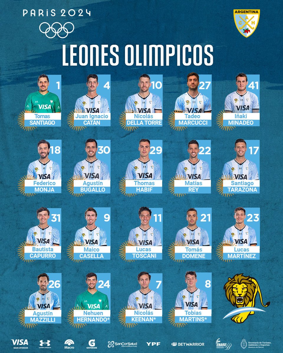LEONES EN PARIS 2024 🇦🇷

GUARDÁ este tuit para tener a mano TODA la información del seleccionado masculino de #hockey en  <a href="/Paris2024/">Paris 2024</a>. 

¡Vamos Argentina! 🇦🇷