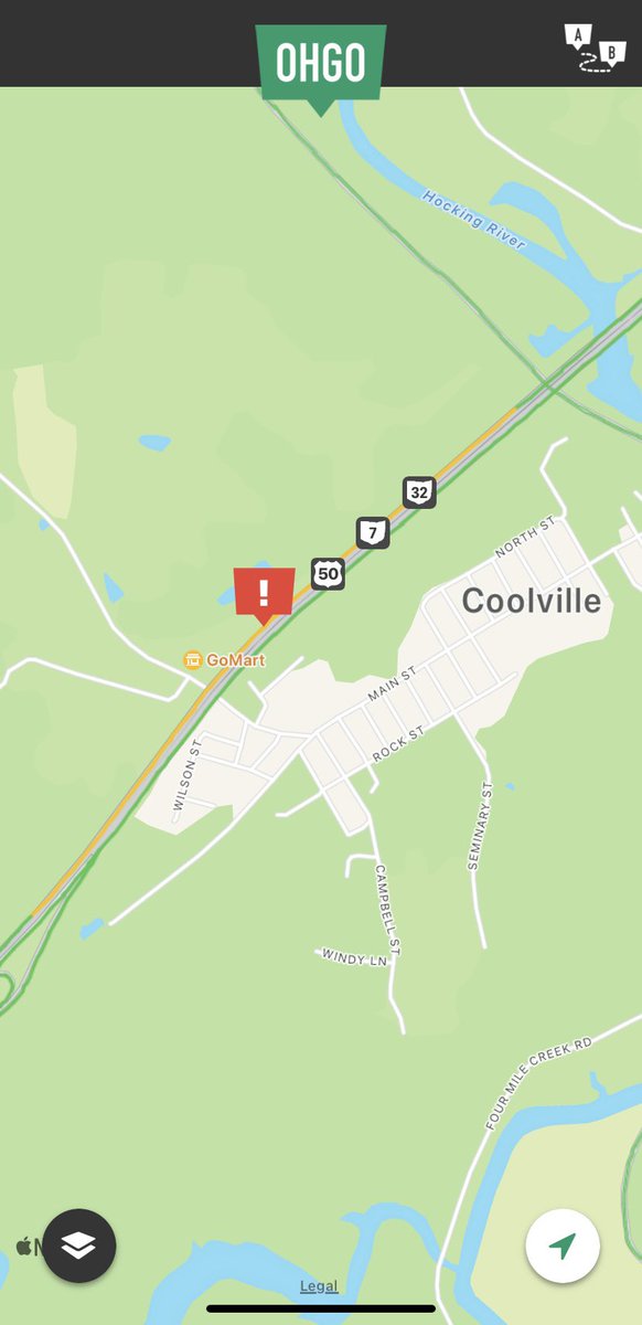 ODOT_SEOhio's tweet image. ATHENS COUNTY: Expect lane closures on US 50/SR 32 West/SR 7 South at Brimstone Rd (Coolville) due to a crash.