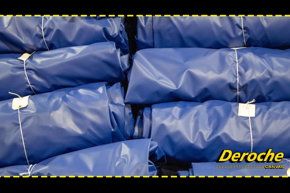 #Blue roll #tarps labeled, tied, &amp; ready to head out to one of our great #customers. Many #orders are #shippedout of our facility daily. Add your #order by visiting derochecanvas.com or calling 1-800-337-6243 today!

#Trucking #Truckers #Tarp #Trailer #Construction #Waste