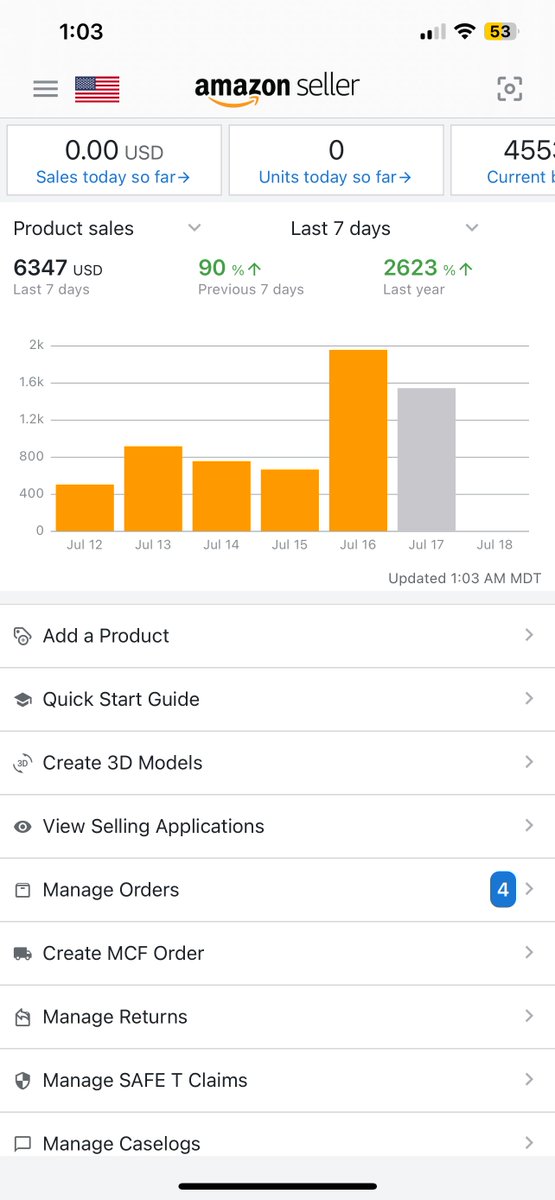 First successful Prime days selling on Amazon. I almost hit my first 2k in sales for the first time ever. I know this isn't anything amazing, but this is to me! I recently also just joined <a href="/flips4miles/">Miles</a> coaching program so I am excited to scale to the moooon! Shoot me a DM!