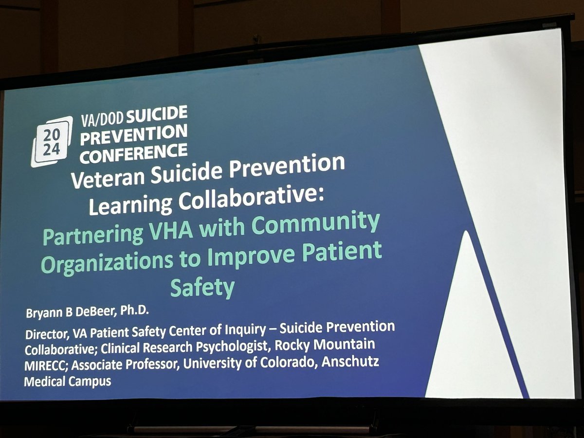 PDRussell_PhD's tweet photo. At the VA/DoD Suicide Prevention Conference in Portland, OR where @BryannDeBeer presented the outcomes of our Veteran suicide prevention learning collaborative, which is both feasible and sustainable. #increasethereach #rmirecc https://t.co/2TgSBLr90g