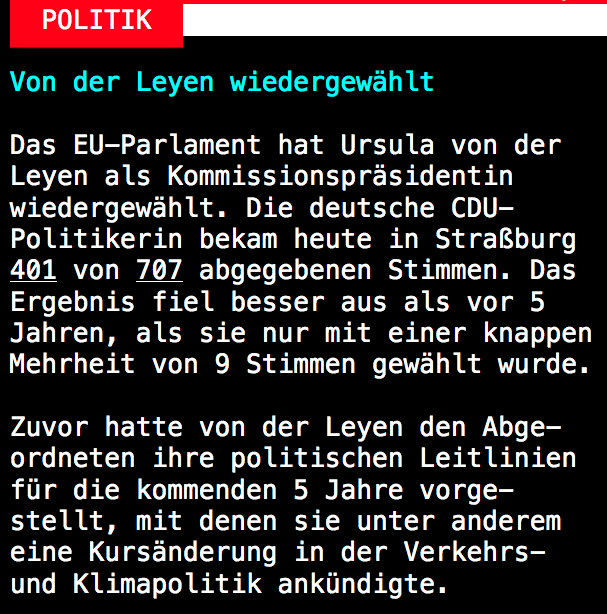 RobertJLorenz's tweet photo. VdL wurde heute mit knappen 56% der Stimmen Führerin des korrupten und kriminellen Kriegstreiber-Clans in Brüssel und darf sich jetzt ihre eigene Kommission aussuchen ... Slava Ursula ! )

#Tagesschau #Baerbock #AzovNazis #MaybritIllner #Lanz #EUTerror #Scholz #VonDerLeyen #ZIB2 https://t.co/6JbMYlgb4f