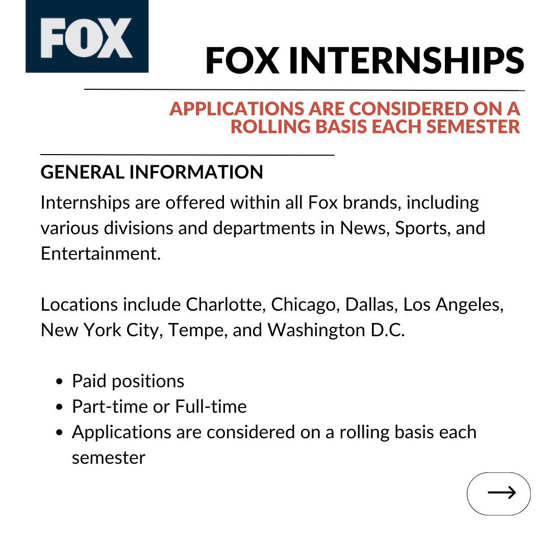 UtahStateIOGP's tweet photo. Internship opportunity!
FOX is looking for interns for Fall 2024!

The IOGP is here to help, please contact us with any questions! iogp@usu.edu 435-797-9618 https://t.co/hbOuK6inwr https://t.co/noJeiDeGco