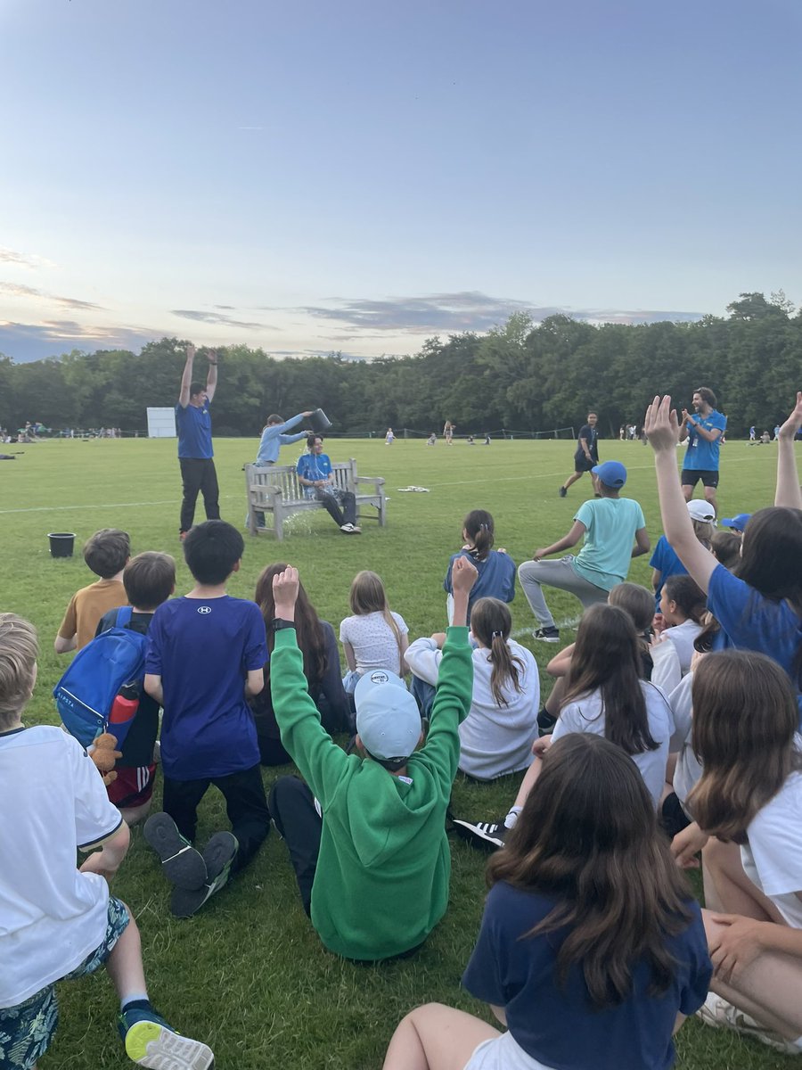 What a great way to end our PGL tournament- making the longest line possible of Hatcham belongings &amp; students, and then giving one of our PGL leaders as ice bucket over the head! Lights out at the dorms in 2 mins- tomorrow is our last day of PGL fun 🤩