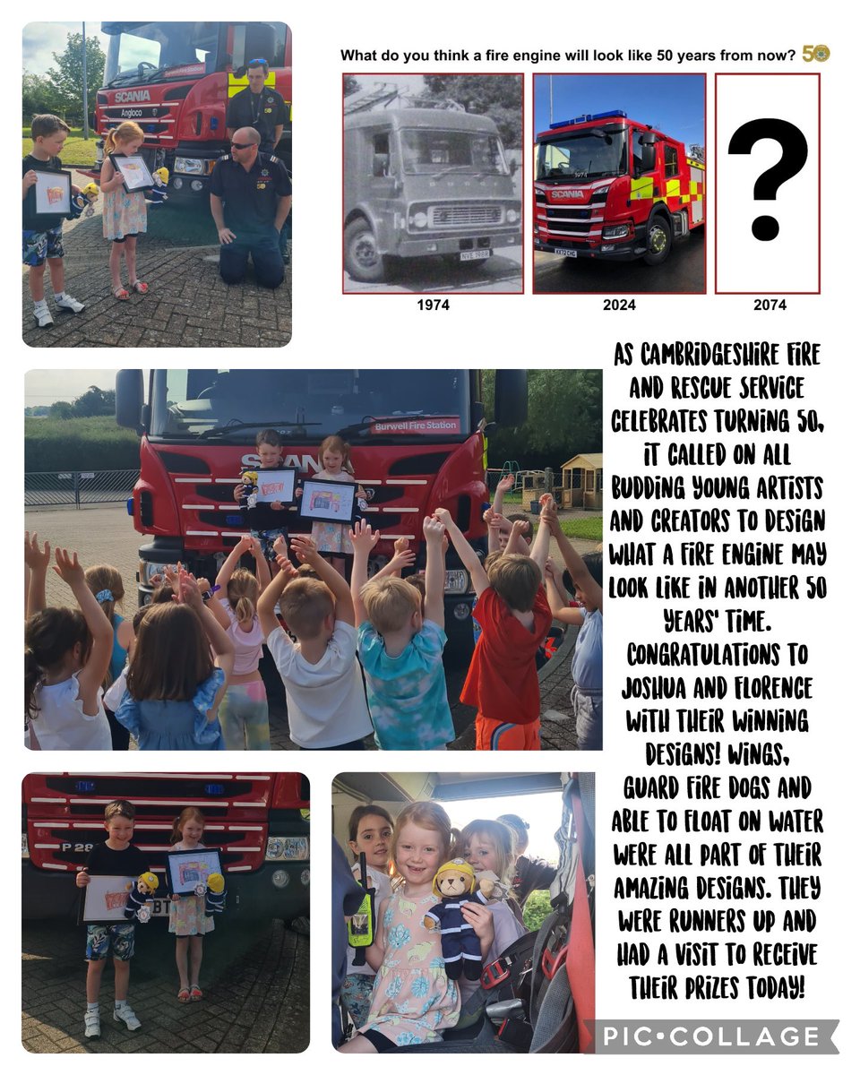 Winning designs for the Cambridgeshire fire and rescue 50th anniversary competition.