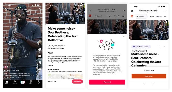 📌 TikTok ha anunciado una nueva asociación con la plataforma de eventos Eventbrite que permitirá tanto a los creadores como a los fans promocionar enlaces de Eventbrite en la transmisión.