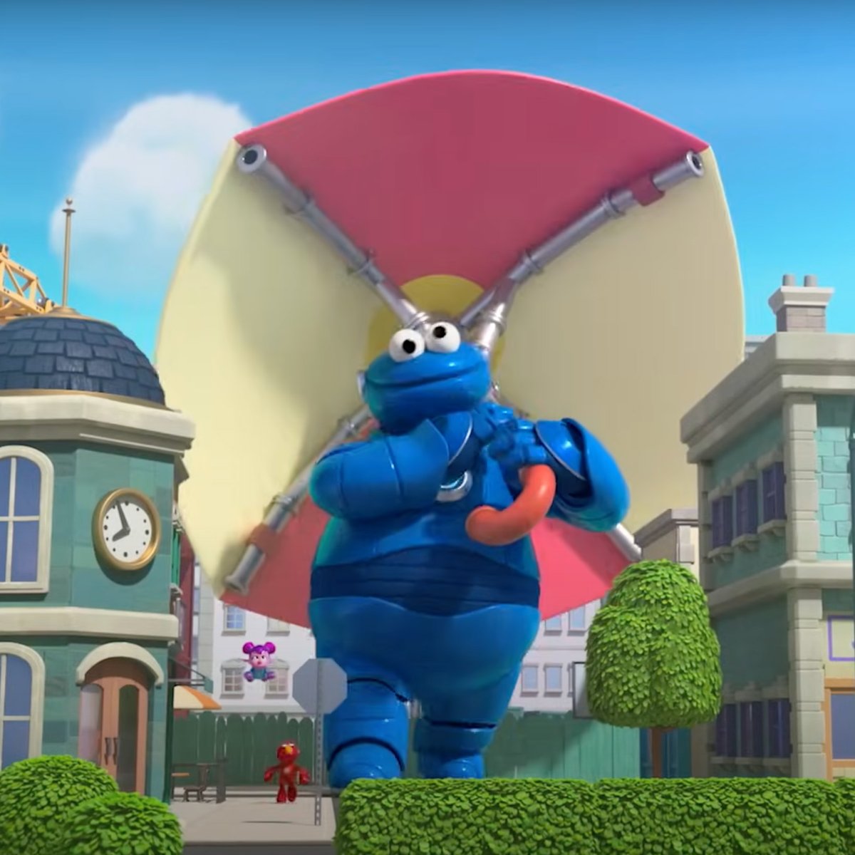 Hey, Mecha Cookie Monster, can you come shade us from this hot summer sun? ☀️☂️ #MechaBuilders