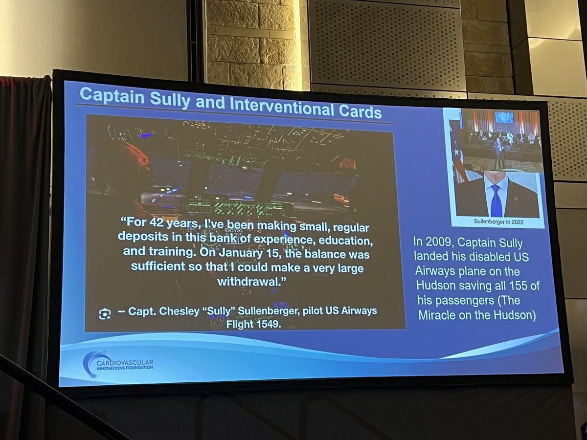 Lessons learned from the aviation industry applied to interventional cardiology #complication management.
#CVI2024 <a href="/TTTindahouse/">Thomas Tsai</a> draws an interesting parallel with Sully’s Miracle on the Hudson.
<a href="/cvinnovations/">CV Innovations</a> 
Getting ready for #complications2024 <a href="/crfheart/">Cardiovascular Research Foundation</a>