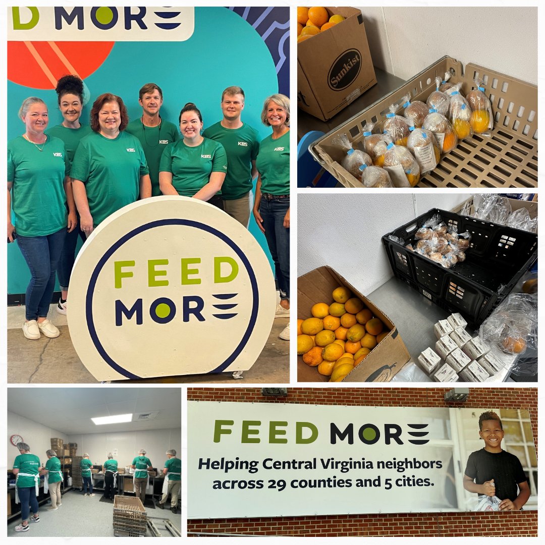 kbsgc's tweet photo. We visited @FeedMoreInc this week to help package meal items before their distribution throughout Central VA! Our team bundled over 3000 packages of bread, fruit, vegetables, milk and juice, and we had fun while doing it! #KBSteam #FeedMore #RVA #CentralVA #Volunteering #FoodBank https://t.co/9iFrYMwRRR