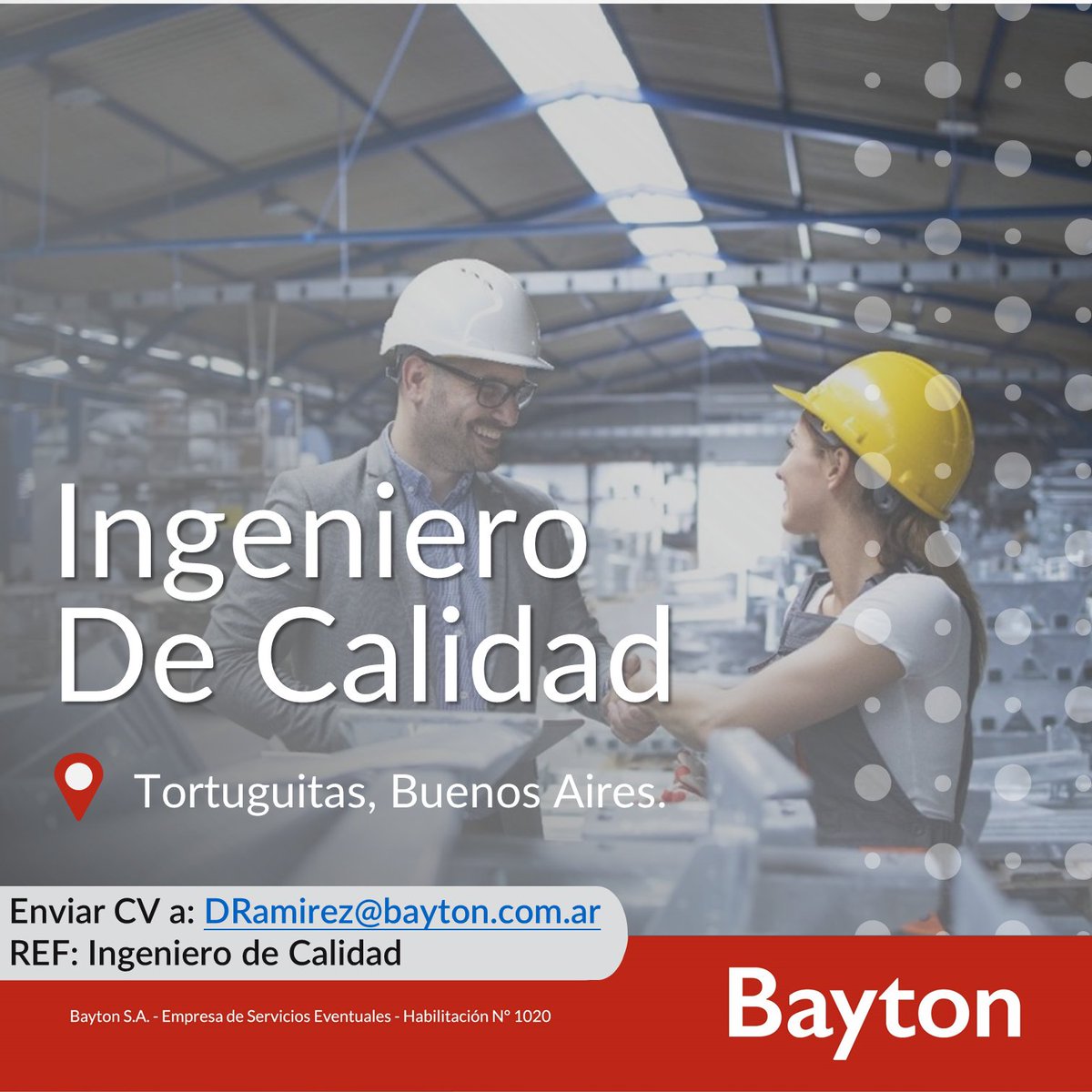 JobsBayton's tweet photo. 📢 Buscamos #IngenieroDeCalidad Importante empresa de la industria automotriz, ubicada en #Tortuguitas, #ZonaNorte #BuenosAires

📝CV a dramirez@bayton.com.ar o desde nuestro portal de empleos https://t.co/ThoEaaYVOu
#trabajo #empleo #búsquedas #oportunidadlaboral https://t.co/CYESI9drSU
