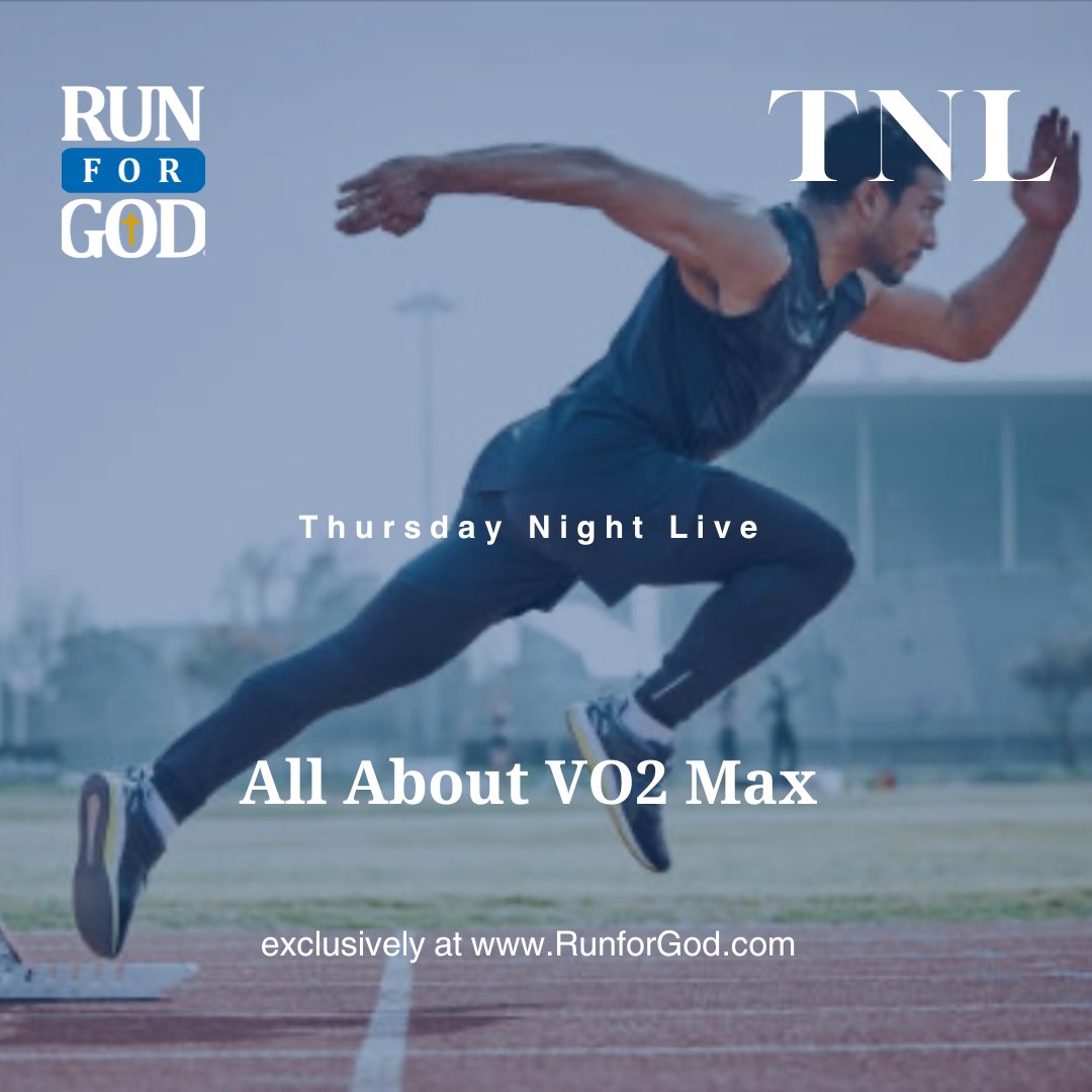 TheRunforGod's tweet photo. All About VO2 Max -
Join us this evening at 9:00PM EST as
Coach Dean takes a deep dive into this
subject LIVE. He'll also make time to take any questions you have about running,
walking, or faith.
https://t.co/XK70r0wVlZ
#RunForGod #RunClub #GodLovesYou #TNLive #VO2Max https://t.co/bSrJCbs8Xr