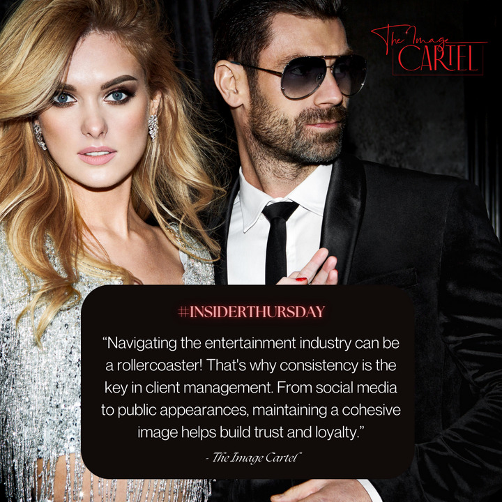 TheImageCartel's tweet photo. Navigating the entertainment industry can be a rollercoaster! From social media to public appearances, maintaining a cohesive image helps build trust and loyalty. We’re here to help you stay on brand, every step of the way. #ClientManagement #TheImageCartel https://t.co/vmPT6fR5Cr