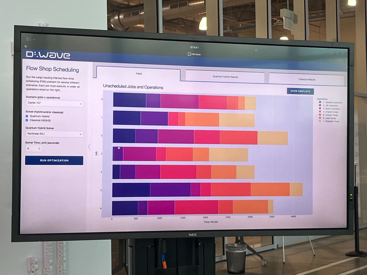 dwavequantum's tweet image. Hello Chicago! We’re at @MxDInnovates' inaugural Quantum Technology in Manufacturing event today, sharing how #quantumoptimization can tackle production scheduling.
$QBTS