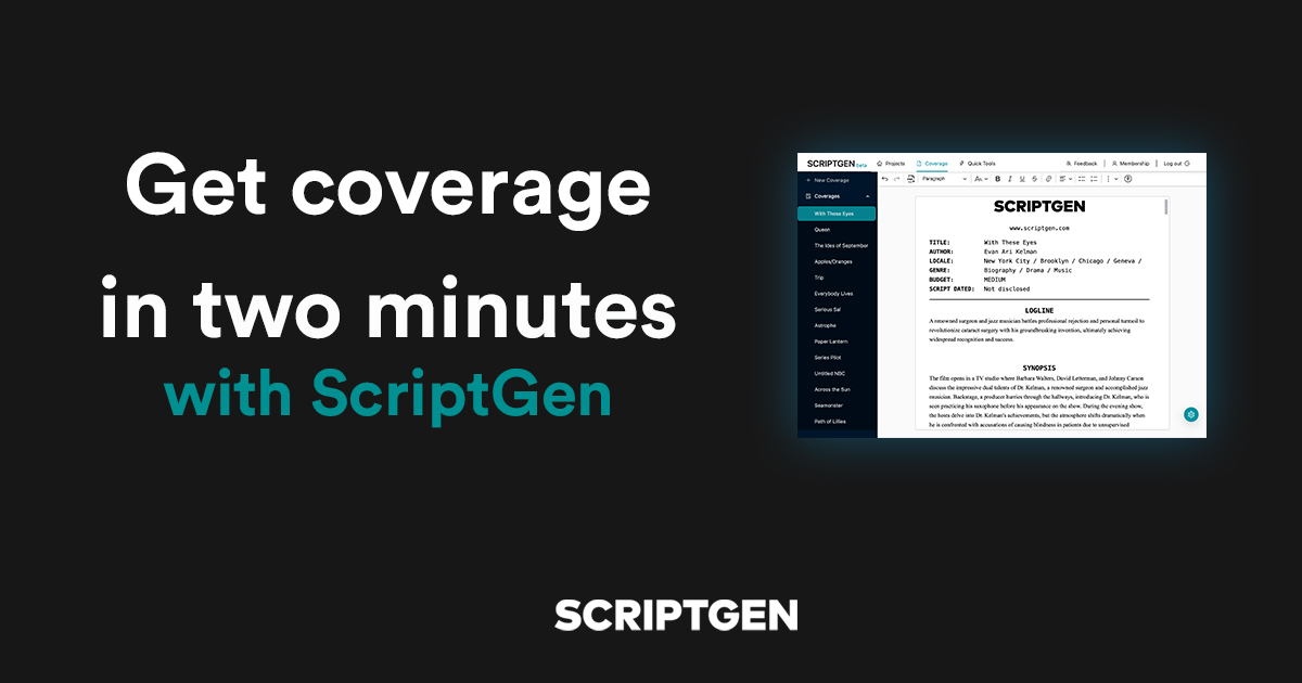 Exciting news – we’ve supercharged our coverage tool to distill scripts into coverage faster than you can make your morning coffee!

Try it today: scriptgen.com/coverage

#AI #Screenwriting #Filmmaking