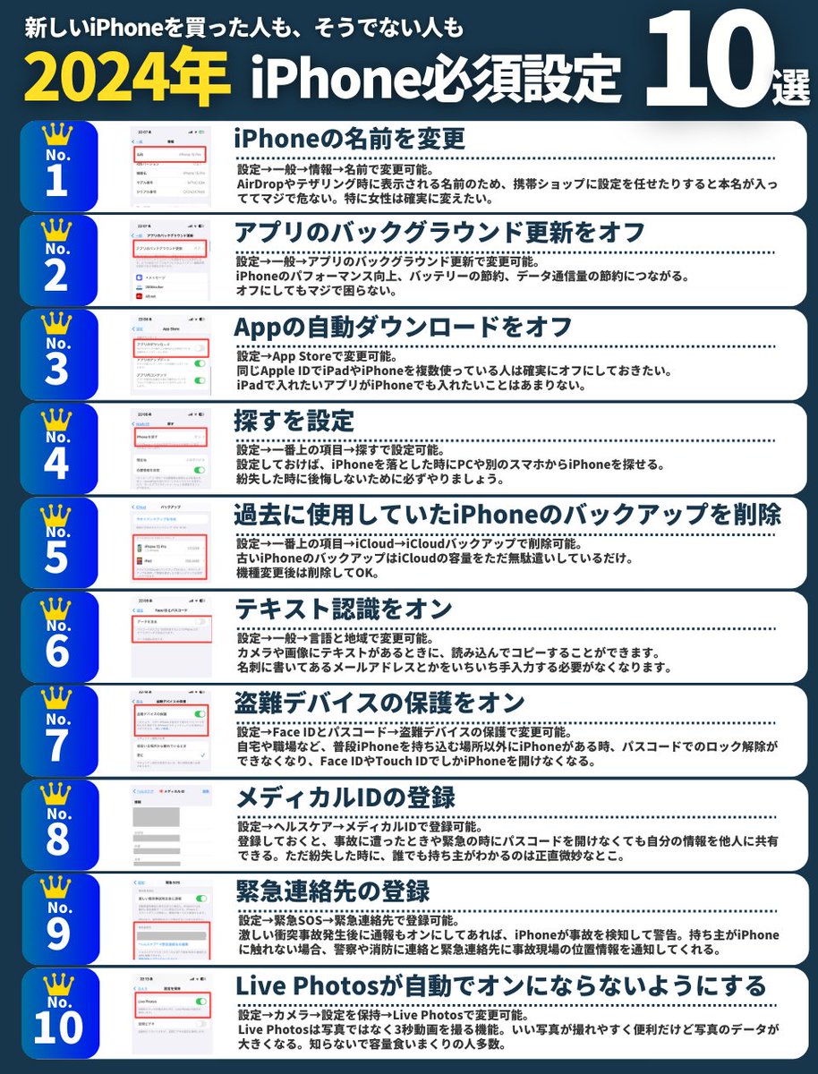 kaju_329's tweet photo. ぜひ全員やっておいて欲しい設定一覧。ブクマしてお時間のある時にどうぞ。 https://t.co/zOlq26heMS
