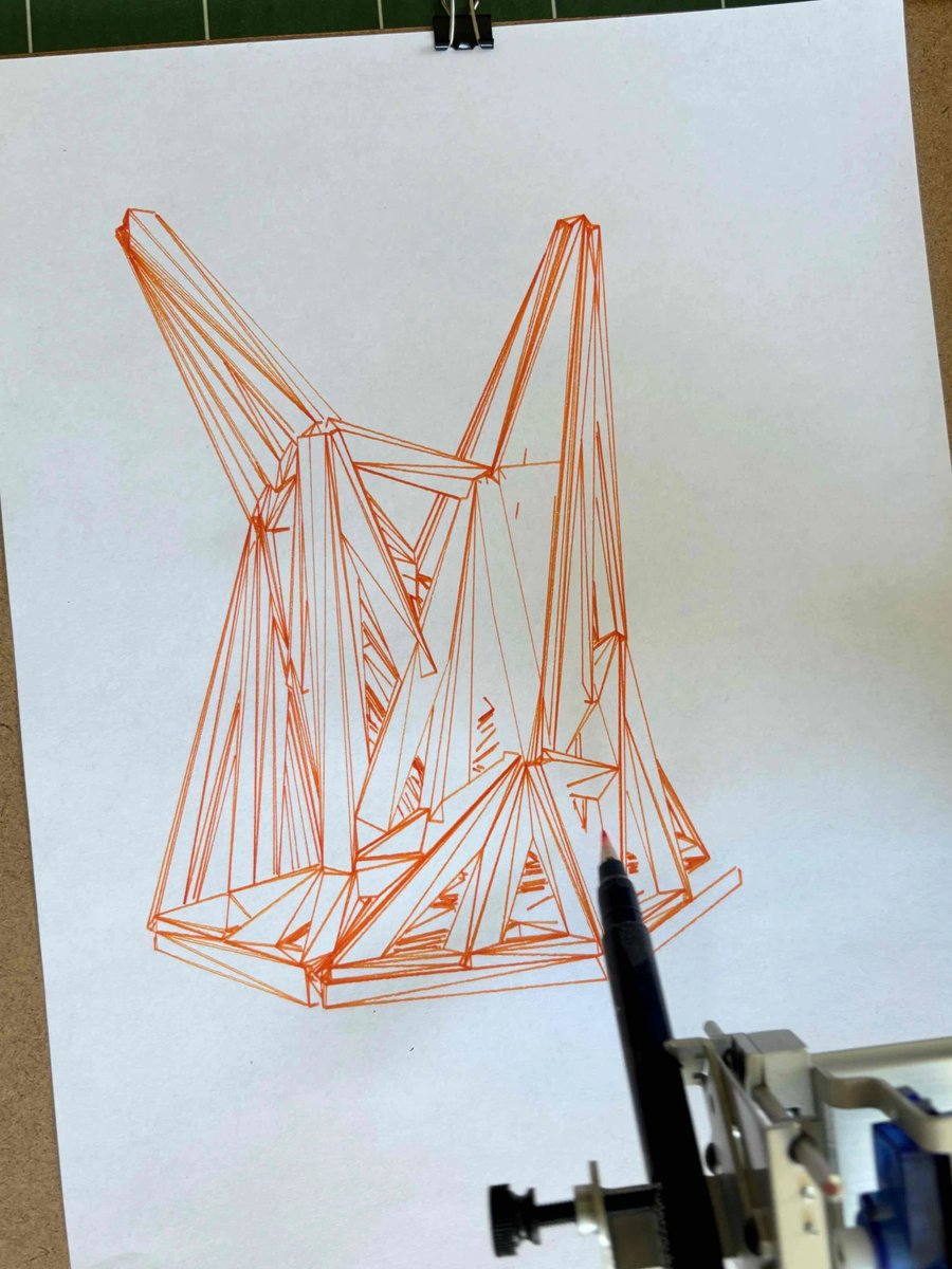 Marius Watz (@mariuswatz) on Twitter photo I bought an AxiDraw in 2021, but never got around to putting it to use. Finally dug it out and this is the first experiment.
Hidden-surface rendering of a 3D print model, created with the JS port of <a href="/FogleBird/">Michael Fogleman</a>'s ln engine. Thanks to <a href="/MAKIO135/">Lionel Radisson</a> for his Observable tutorials.. 🙏 I bought an AxiDraw in 2021, but never got around to putting it to use. Finally dug it out and this is the first experiment.
Hidden-surface rendering of a 3D print model, created with the JS port of <a href="/FogleBird/">Michael Fogleman</a>'s ln engine. Thanks to <a href="/MAKIO135/">Lionel Radisson</a> for his Observable tutorials.. 🙏