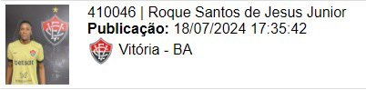 leomsant_'s tweet photo. O zagueiro Roque Santos de Jesus Júnior saiu no BID e ja está em Fortaleza com a delegação do Vitória. O atleta estava no Itabuna, fez alguns treinos com o elenco principal e agora está oficialmente integrado ao elenco.

O Vitória, no entanto, segue na busca de um zagueiro destro no mercado.
