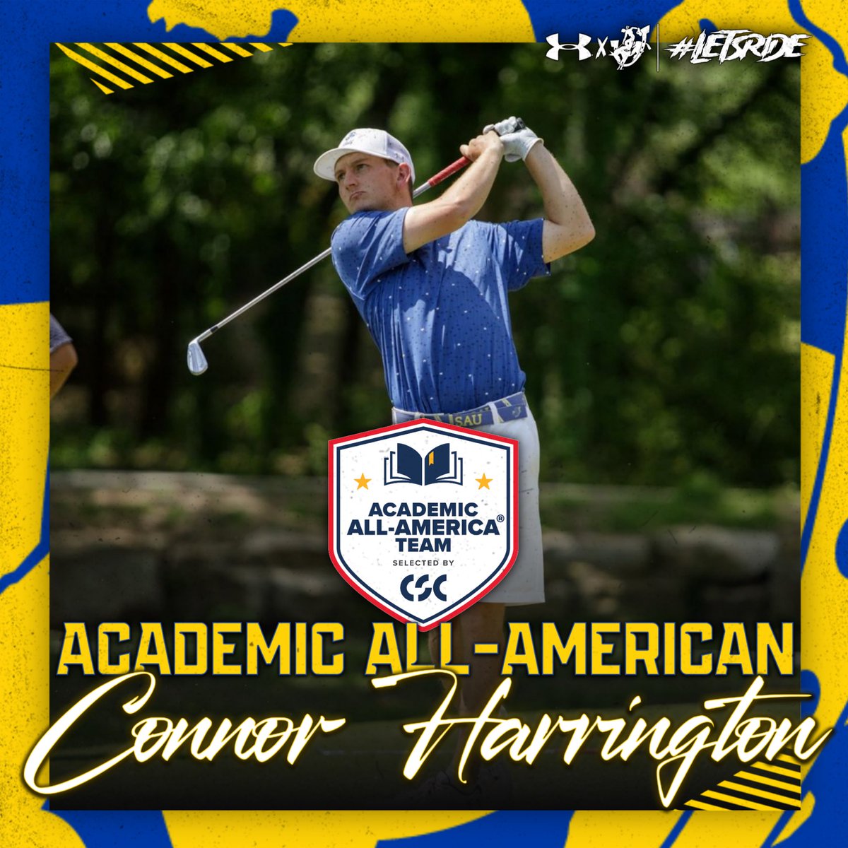 MuleriderSports's tweet photo. ⛳️🏌️‍♂️💪 Congrats to Mulerider Golf’s Connor Harrington on being named a member of the CSC Men’s At-Large Academic All-American Third Team‼️ 

#GoMuleriders #LetsRide https://t.co/iq2Wpge6HD