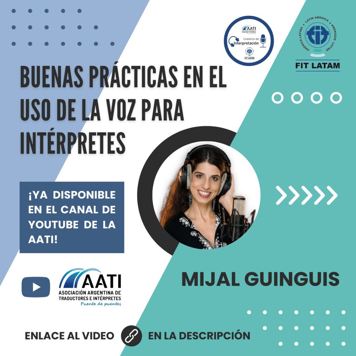 Ya está disponible en el canal de Youtube de la AATI la grabación de nuestro webinario: "Buenas prácticas en el uso de la voz para intérpretes", presentado por Mijal Guinguis.

Para verlo, ingresa aquí: youtube.com/watch?v=YzXb7X…
