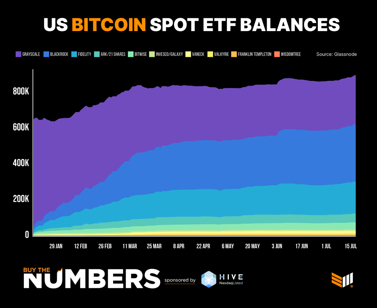 JUST IN: 🇺🇸 US spot #Bitcoin ETF balances have hit a new all-time high of more than 900,636 BTC🚀