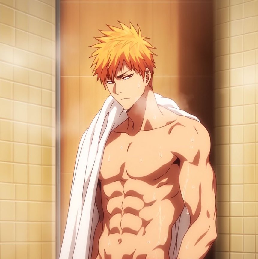 HungShinigami's tweet photo. “What? What’s with that look you’re giving me? Are we showering together or what-?” 

The substitute SoulReaper questions, completely oblivious to having the majority of his hung meatstick and cum filled balls nearly about to slip from out of his briefs. https://t.co/gNuDxcL56M