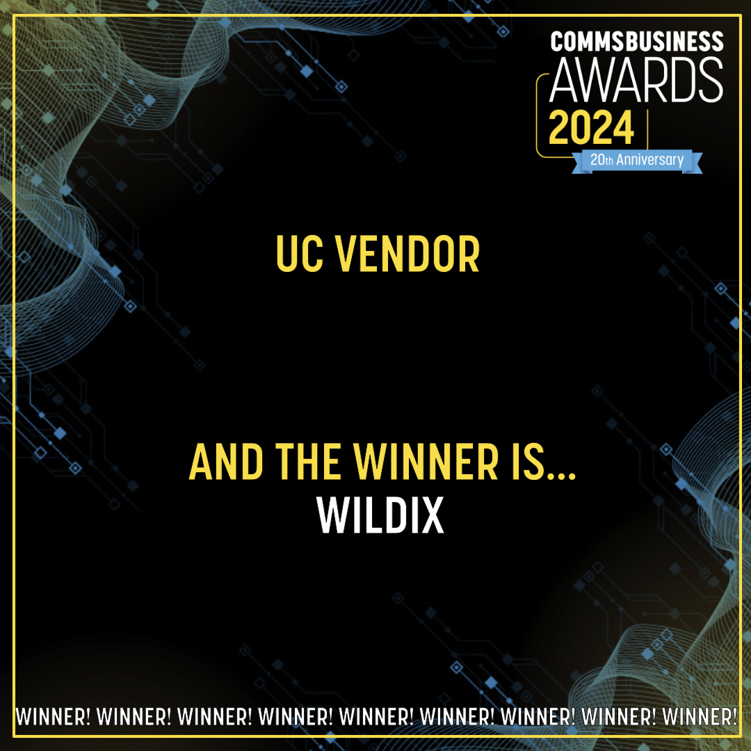 ✨Live from the #CommsBusinessAwards
Now for the winner of: UC Vendor
And the winner is… <a href="/Wildix_/">Wildix</a> 🏆 The judges said Wildix offers a superb proposition for the channel! Congrats 👏