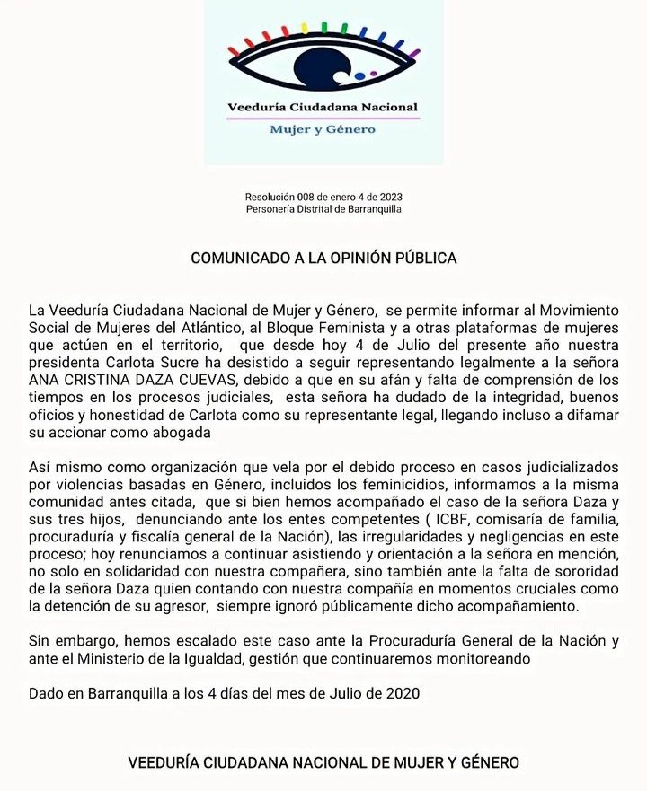 Comunicado a la opinión pública