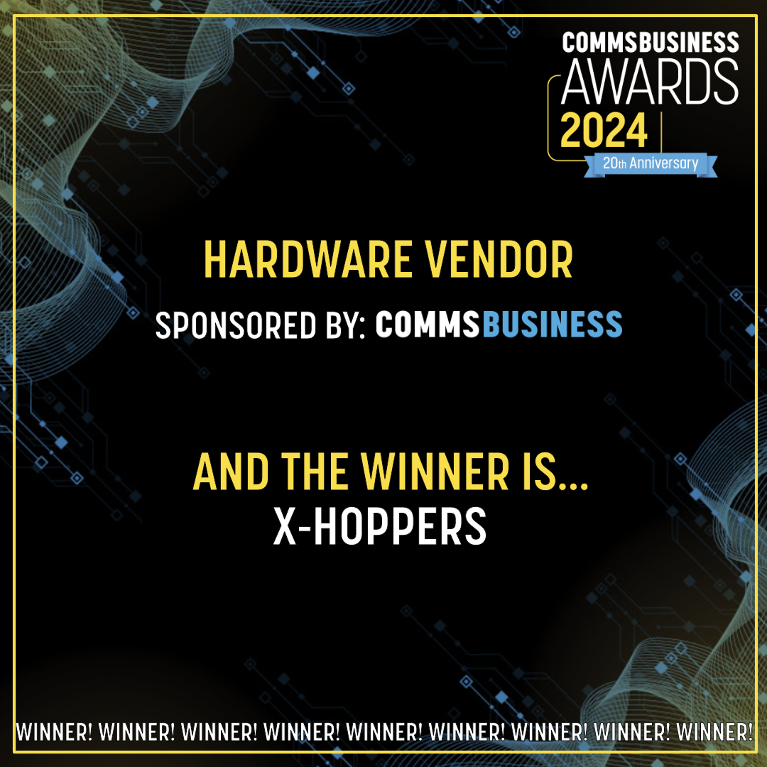 ✨Live from the #CommsBusinessAwards
Our final ‘Specialist Award’: Hardware Vendor sponsored by <a href="/CommsBusiness/">Comms Business</a> 
And the winner is… <a href="/xhoppers_retail/">x-hoppers</a> 🏆 Their entry stood out due to its detailed case study and compelling testimonials 👏