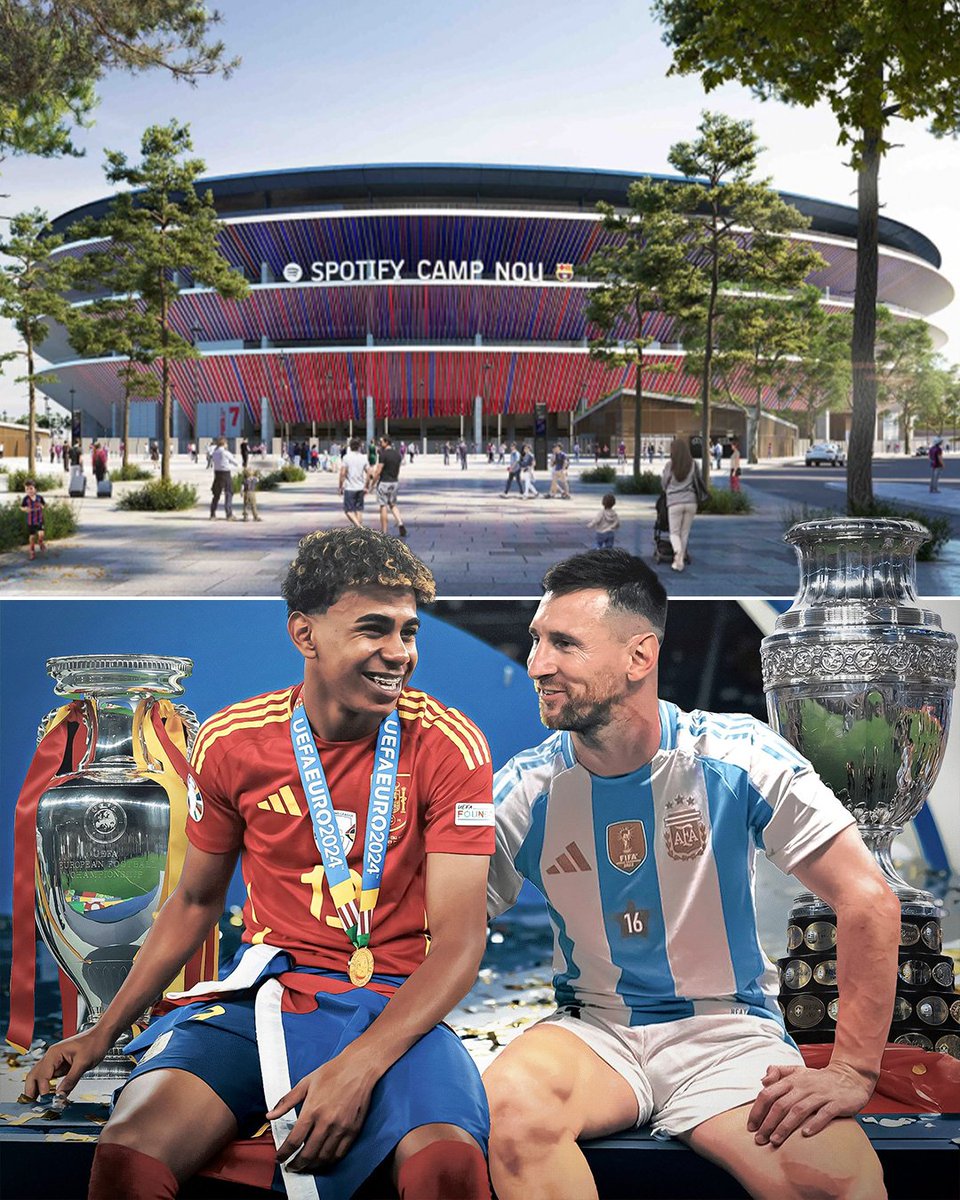 ESPNFC's tweet photo. Imagine the Finalissima between Spain and Argentina being played in the renovated Camp Nou as an ultimate goodbye for Lionel Messi ❤️💭

(🎨 @Barca__pictures) https://t.co/MGfASNY6G0