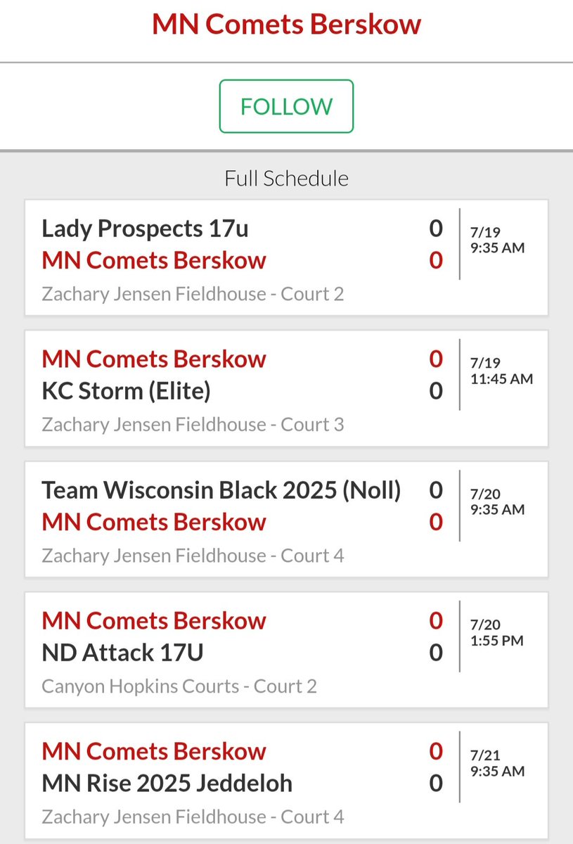 Checkout 17U MN Comets in Ames, IA <a href="/FiveStateHoops/">Five State Hoops</a>
1 <a href="/AlliGroskreutz/">Alli Groskreutz</a>
2  <a href="/dierkes_hannah/">Hannah Dierkes</a>
3 <a href="/KaitlynRohloff/">Kaitlyn Rohloff</a>
4 Adelyn Rudniyski 
8  <a href="/dakota_soltis/">dakota soltis</a>
10 Julia Bishop
12  <a href="/Addykath7/">Addy Kath</a>
14  <a href="/BrookeVersteeg/">Brooke</a>
21 Cyreonna Otto
22 <a href="/HayleyRohlin/">Hayley Rohlin</a>
23 <a href="/GretaCrandall/">Greta Crandall</a>
44  <a href="/KaitlynRohloff/">Kaitlyn Rohloff</a>