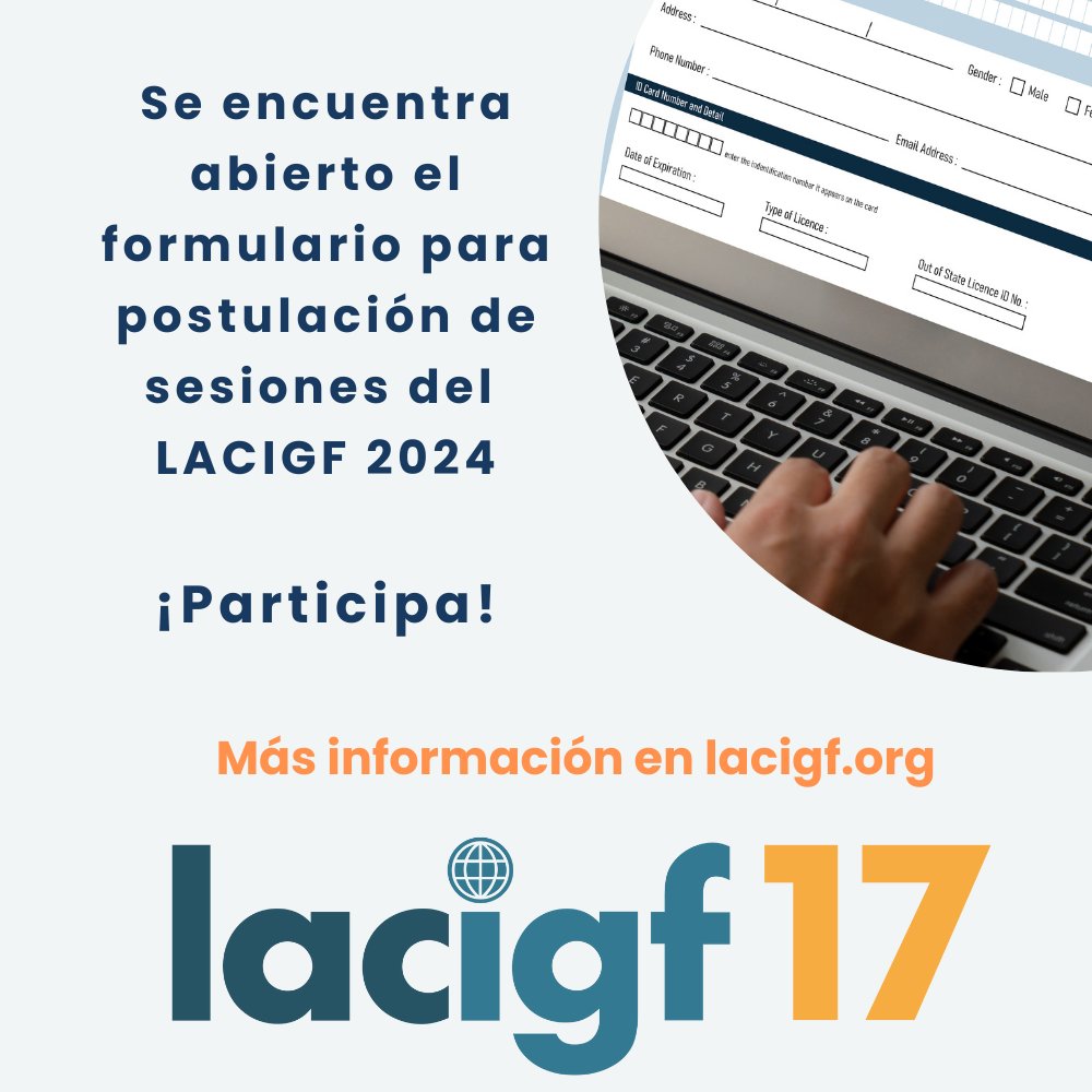 ¡El formulario para postulación de sesiones del #LACIGF2024 ya está disponible! Desde ahora, la comunidad de América Latina y el Caribe puede proponer sesiones. Las propuestas serán seleccionadas por el Comité de Selección de Talleres. ¡Participa! Info lacigf.org/llamado-para-l…