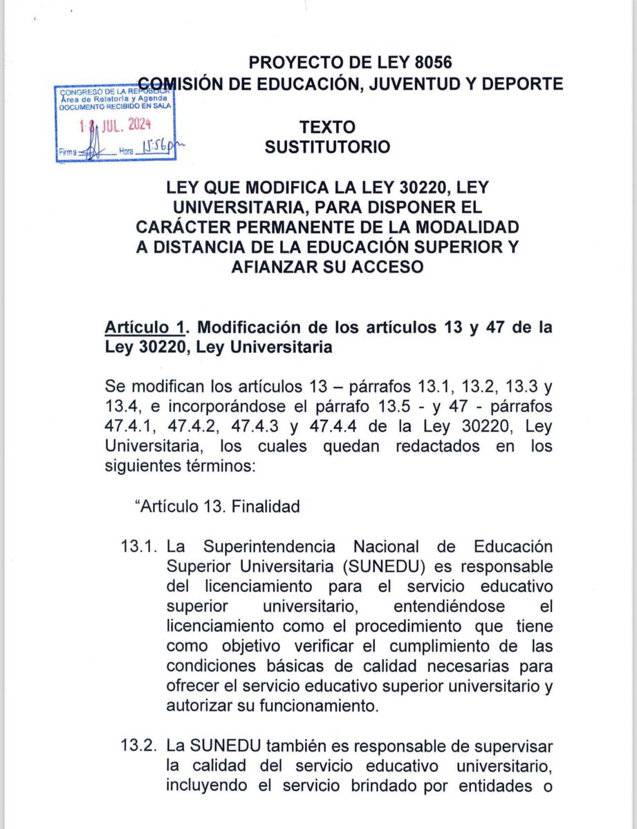 martinhidalgo's tweet photo. #AlertaLegislativa: Comisión Permanente aprueba fórmula para que la autorización otorgada mediante el licenciamiento por la SUNEDU sea de carácter permanente. Texto completo: https://t.co/PfFSmKVaC1 https://t.co/rAI3cX2Sjq