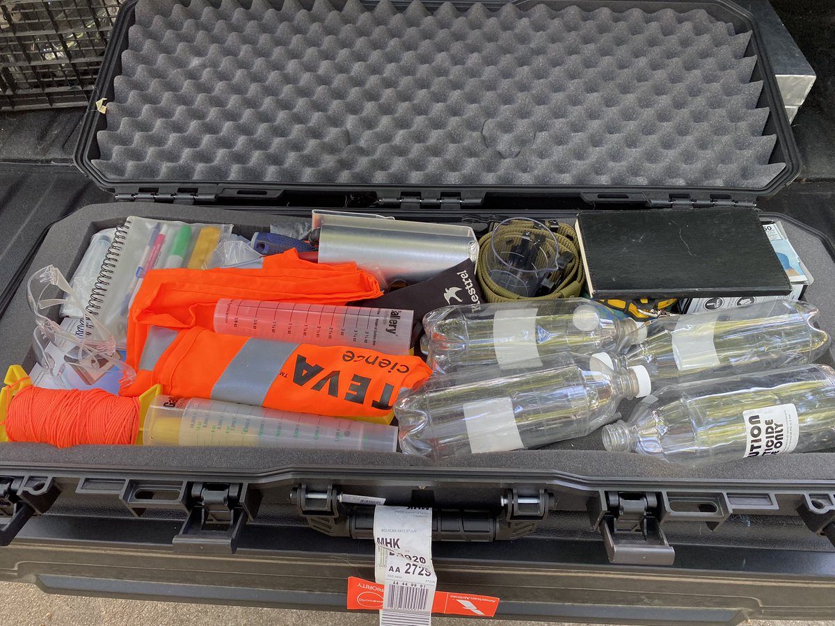 Was also the second voyage for the custom flyable turf small plot spray equipment rig.  You definitely get some looks walking in/out of the airport.  #madscientist #nozzelhead