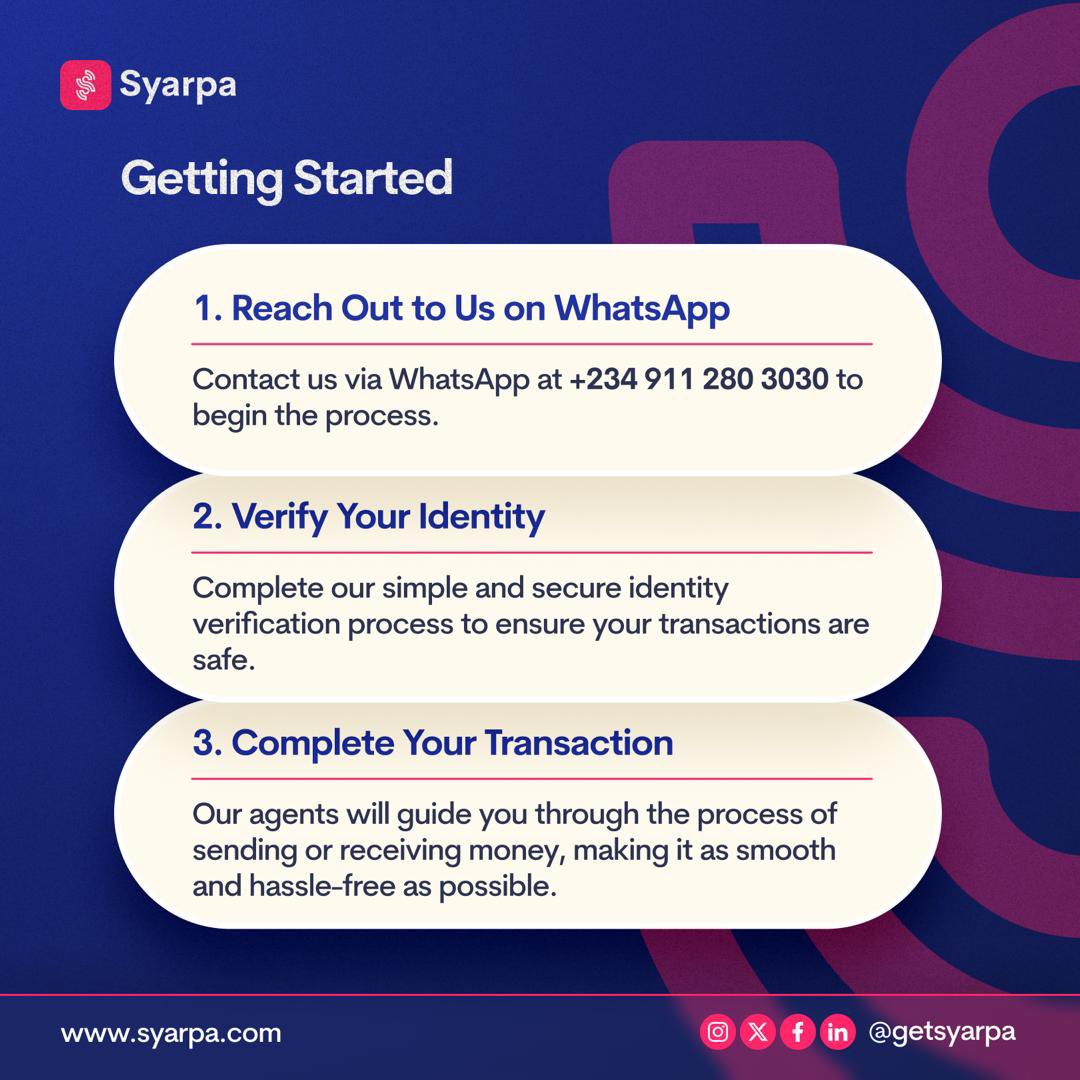 GetSyarpa's tweet photo. We are excited to offer a revolutionary remittance solution that caters to your needs for sending and receiving pounds and dollars with ease.

#RemittanceSolution #FinancialInclusion #SecureTransactions #MultiCurrencySupport #CryptoSupport #SeamlessFinance #financialempowerment https://t.co/OfPbeVGdF4