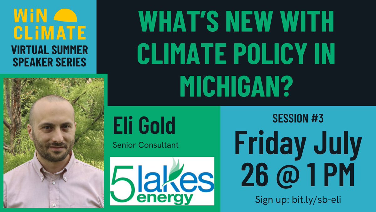 switchbox_data's tweet image. What’s new with climate policy in Michigan? The razor-thin Democratic majority passed a sweeping package of energy and climate bills in the last two years, but what’s still left to do?

Join us for a discussion with MI climate expert Eli Gold next Friday bit.ly/sb-eli