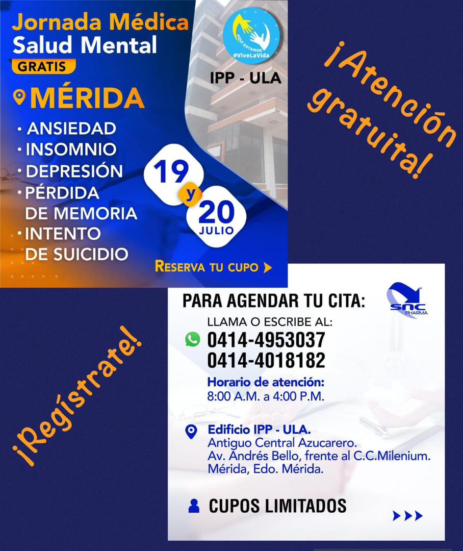 jorgevillet's tweet photo. #18Jul #ApulaIPP #DrVirgilioCastillo
Este 19 y 20 de julio se efectuará una Jornada Médica de Salud Mental en los espacios de la Apula / IPP.
Actividad apolítica de carácter social patrocinada por SNC Pharma y facilitada por la Abog. Fabiana Santamaría de @viveaquiestamos
Asiste https://t.co/U6PYotrLg1