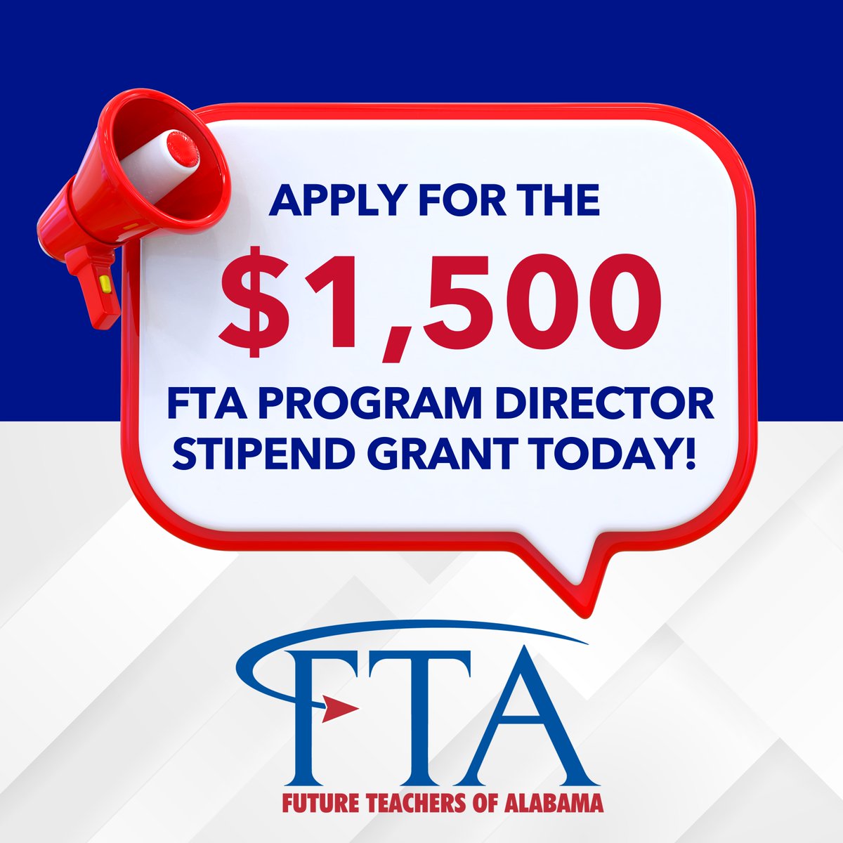 The deadline to apply for the $1,500 stipend available for Future Teacher of Alabama (FTA) advisors is September 17th! All applications must be submitted through the ALSDE CTE Grant Portal. For more information, visit myaea.org/ftastipendgran…. #myAEA #GrowOurOwn