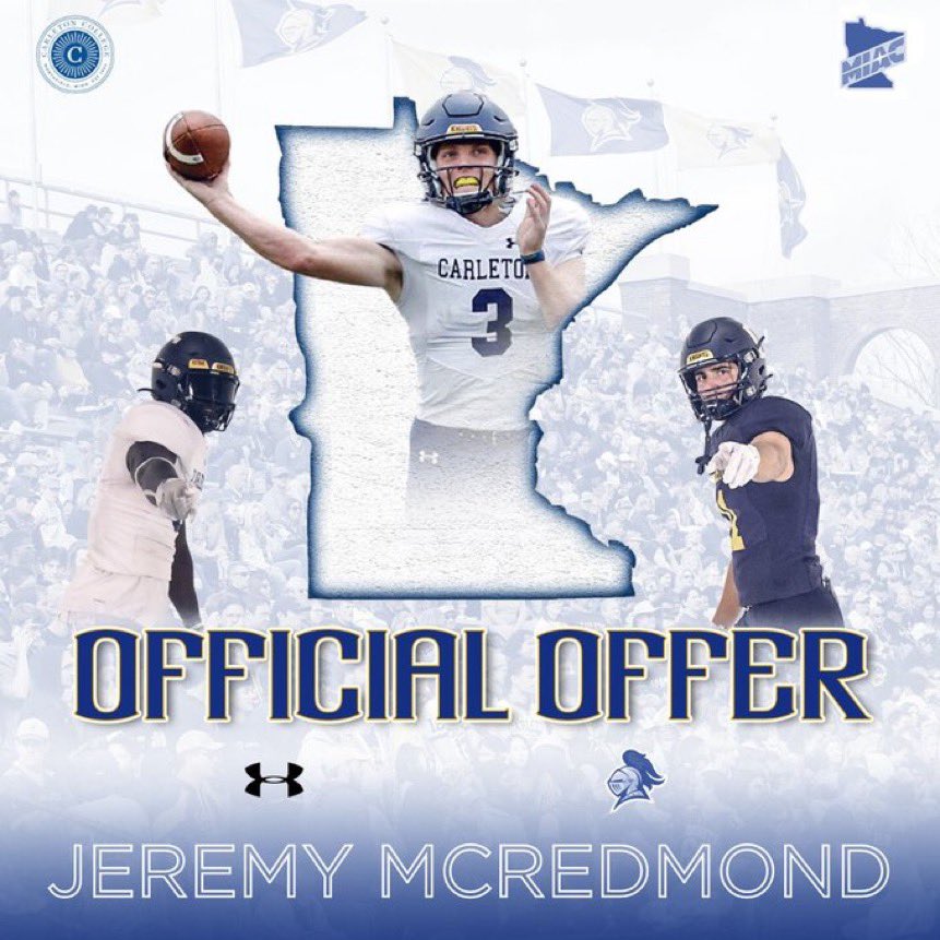 OT/OG Jeremy McRedmond (@mcredmondjeremy) on Twitter photo After a great conversation with <a href="/CoachJournell/">Tom Journell</a> i have received an official offer from Carleton College <a href="/AB_balogh/">Alex Balogh</a> #keepStackin After a great conversation with <a href="/CoachJournell/">Tom Journell</a> i have received an official offer from Carleton College <a href="/AB_balogh/">Alex Balogh</a> #keepStackin