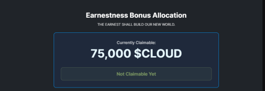 maki__sol's tweet photo. My thoughts about crypto however changed today. Indeed I had a capital allocation of 750 $CLOUD (750 vested for 14 days) as I used their platform since the launch of Wonderland which was roughly what I expected to have since it was linear, in addition to the passive income granted by LSTs in general. 

However, to my biggest surprise (even though I believed cloudmasters would have a small bonus) I also had the chance to receive an earnestness allocation of 75k $CLOUD (75k bonus vested for 180 days) in addition to my capital allocation for my engagement in the project & the discord in general.