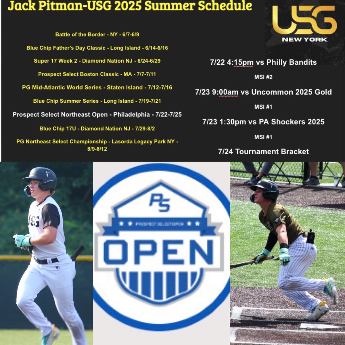 Jack Pitman (@jack_pitman2025) on Twitter photo Looking forward to competing at the Prospect Select Northeast Open in Pennsylvania. Keep Grinding!! <a href="/PSBaseballinc/">Prospect Select</a> <a href="/USG_Baseball/">Unleashed Sports Group</a> <a href="/CoachSorgie/">Cam Sorgie</a> <a href="/RJ_Going/">RJ Going</a> Looking forward to competing at the Prospect Select Northeast Open in Pennsylvania. Keep Grinding!! <a href="/PSBaseballinc/">Prospect Select</a> <a href="/USG_Baseball/">Unleashed Sports Group</a> <a href="/CoachSorgie/">Cam Sorgie</a> <a href="/RJ_Going/">RJ Going</a>
