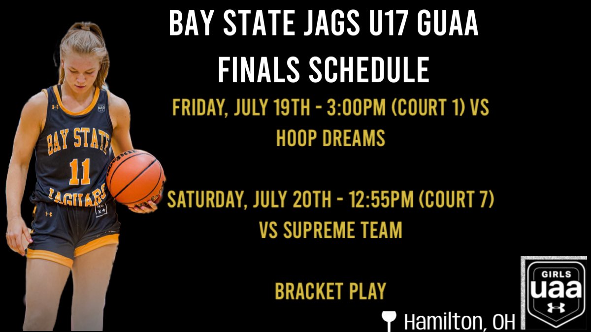 Here is my schedule for the GUAA finals in Ohio! Last tournament of AAU🥹Let’s go Jags🖤💛