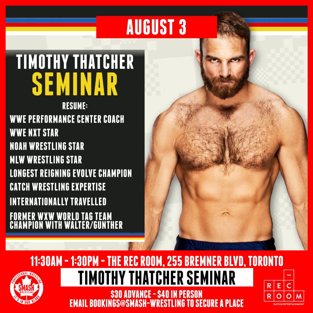 Timothy Thatcher Seminar! 💥 

Come learn from Timothy Thatcher on August 3rd before our show at Toronto Rec Room!

11:30am - 1:30pm 
$30 in advance, $40 in person!
