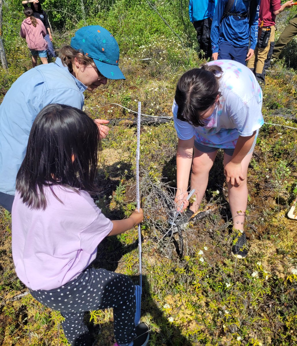 We had a wonderful afternoon with the students from Kakisa Lake school where we visited a site that burned in 2014. We saw new tree seedlings, big burnt trees and the students learned how to take tree measurements🔥🌲📏