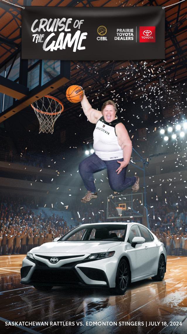 EricaBailey11's tweet photo. Fun at the @SASK_Rattlers is a slam dunk! 
@PrairieToyotaDealers and @CEBLeague! https://t.co/Ee62ZBT3Vo