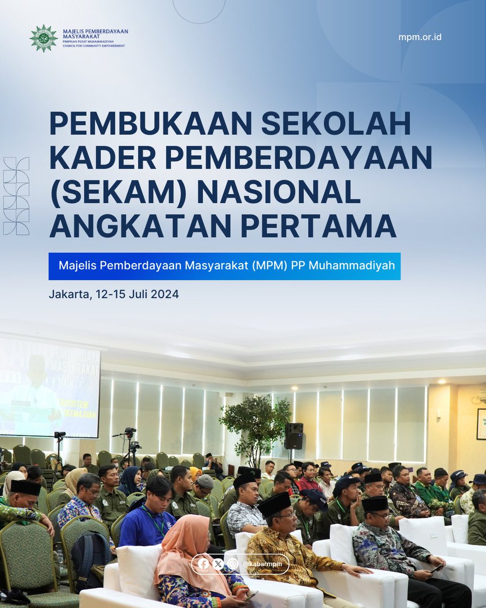 kabarmpm's tweet photo. Halo SobatMPM๐ค
MPM PP Muhammadiyah pada 12-15 Juli telah menyelenggarakan Sekolah Kader Pemberdayaan Masyarakat (SEKAM) Nasional Angkatan Pertama di Universitas Muhammadiyah Jakarta.
#KabarMPM #MajelisPemberdayaanMasyarakat #SekolahPemberdayaanMasyarakat #SEKAM #SEKAMNasional https://t.co/jNPkrtraPR