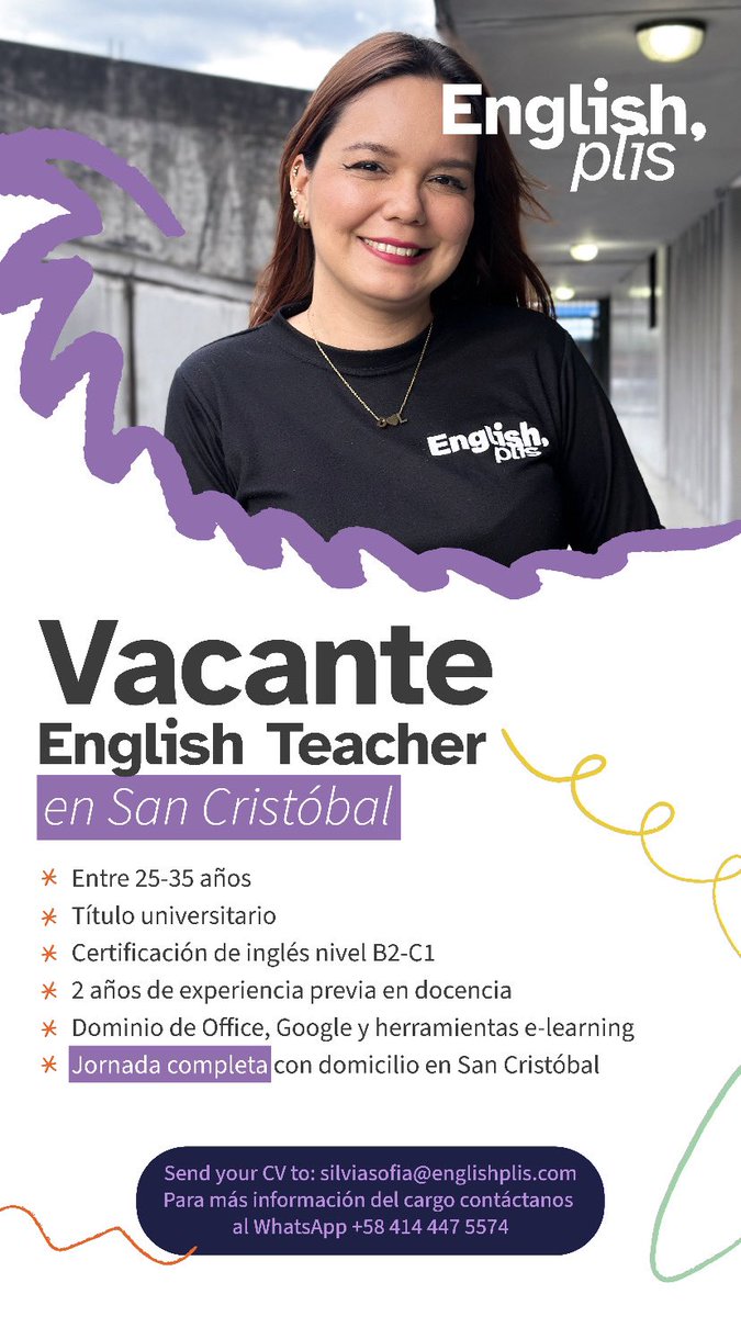 EnglishPlis's tweet photo. Vacante: English Teacher en San Cristóbal 💙
#oportunidadlaboral https://t.co/OEyk2u9IKG