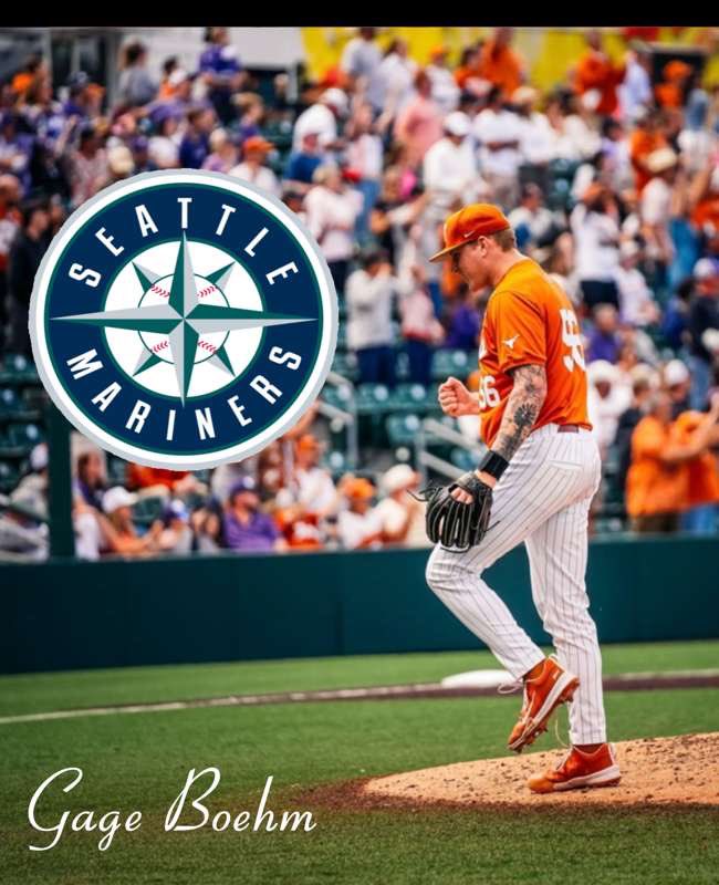 Congratulations to <a href="/boehm_gage/">Gage Boehm</a> on signing with the Seattle Mariners! <a href="/TexasBaseball/">Texas Baseball</a>