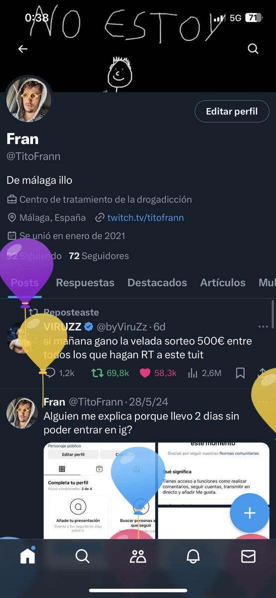 TitoFrann's tweet photo. Hay globos en mi perfil :) https://t.co/RG1zZZtt4j