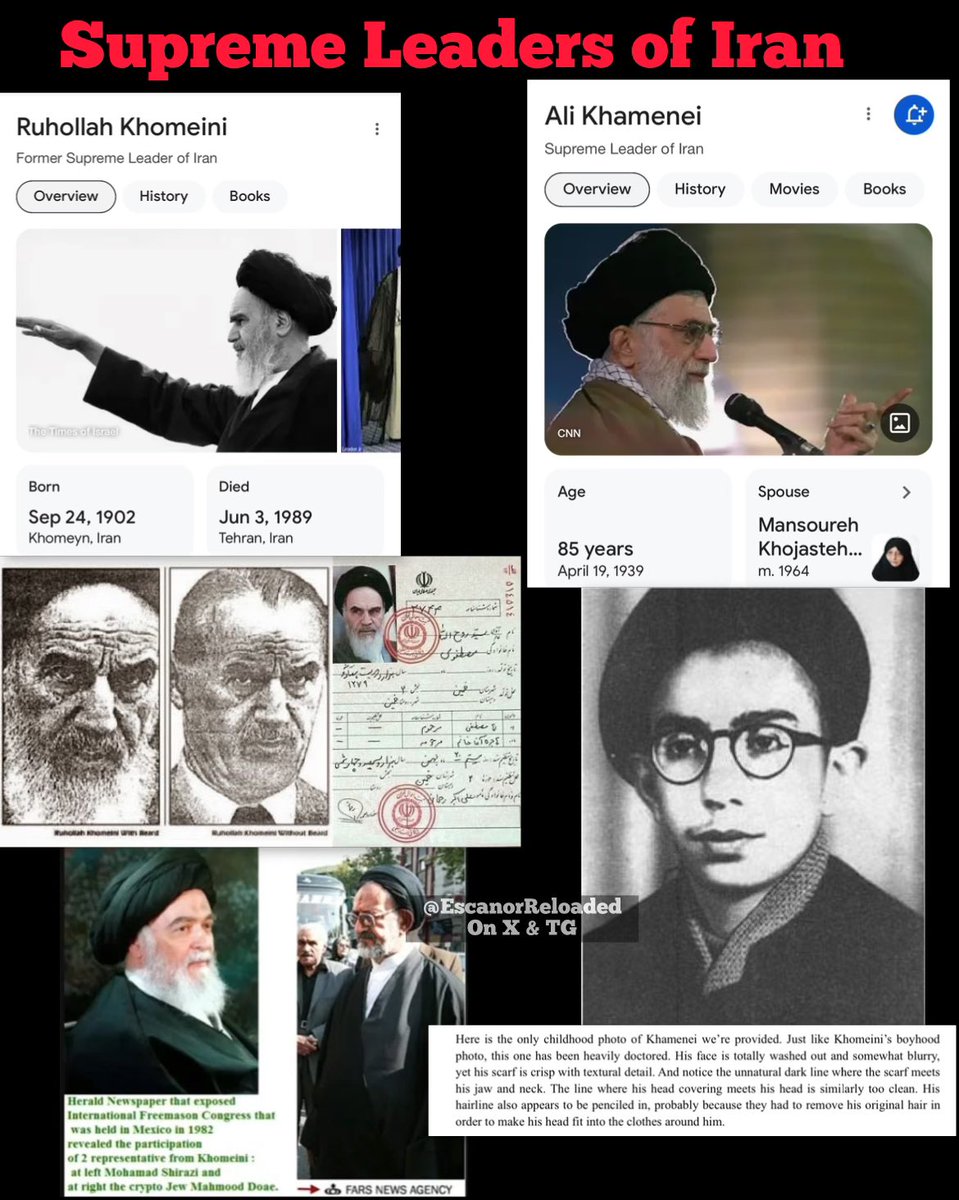 EscanorReloaded's tweet image. What if Iran’s Supreme Leaders are Crypto Jew Freemason Zionists?

🧵Thread🧵 
Iran Serves Israel by Dividing Sunni &amp;amp; Shia Muslims. 
They have only fought Sunni Muslims their entire history. 
The same drug trafficking, money laundering  Rothschild Banking Syndicate that rules the
