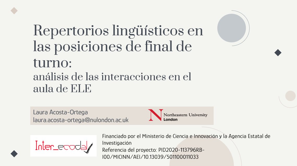 inter_ecodal's tweet photo. @mgbalsas @Denise_Holguin_ @EducacioUB @EducacioUAB 🗓️Viernes, 19 de julio 
⌚️9:30h
📍Teaching Room 03 
Laura Acosta-Ortega presenta la comunicación "Repertorios lingüísticos en las posiciones de final de turno: análisis de las interacciones en el aula de ELE" https://t.co/YmOUDSR51z